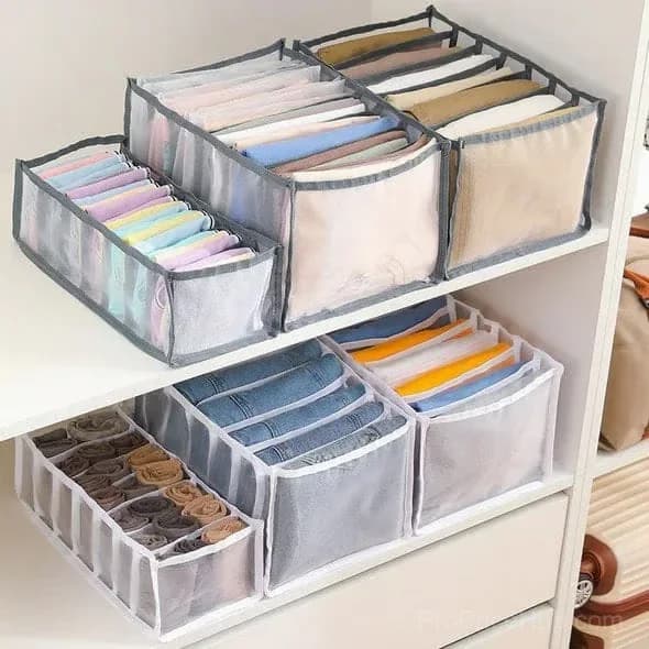 Large Grey Wardrobe Clothes Organizer for Skirts, Jeans & Coats - Alt