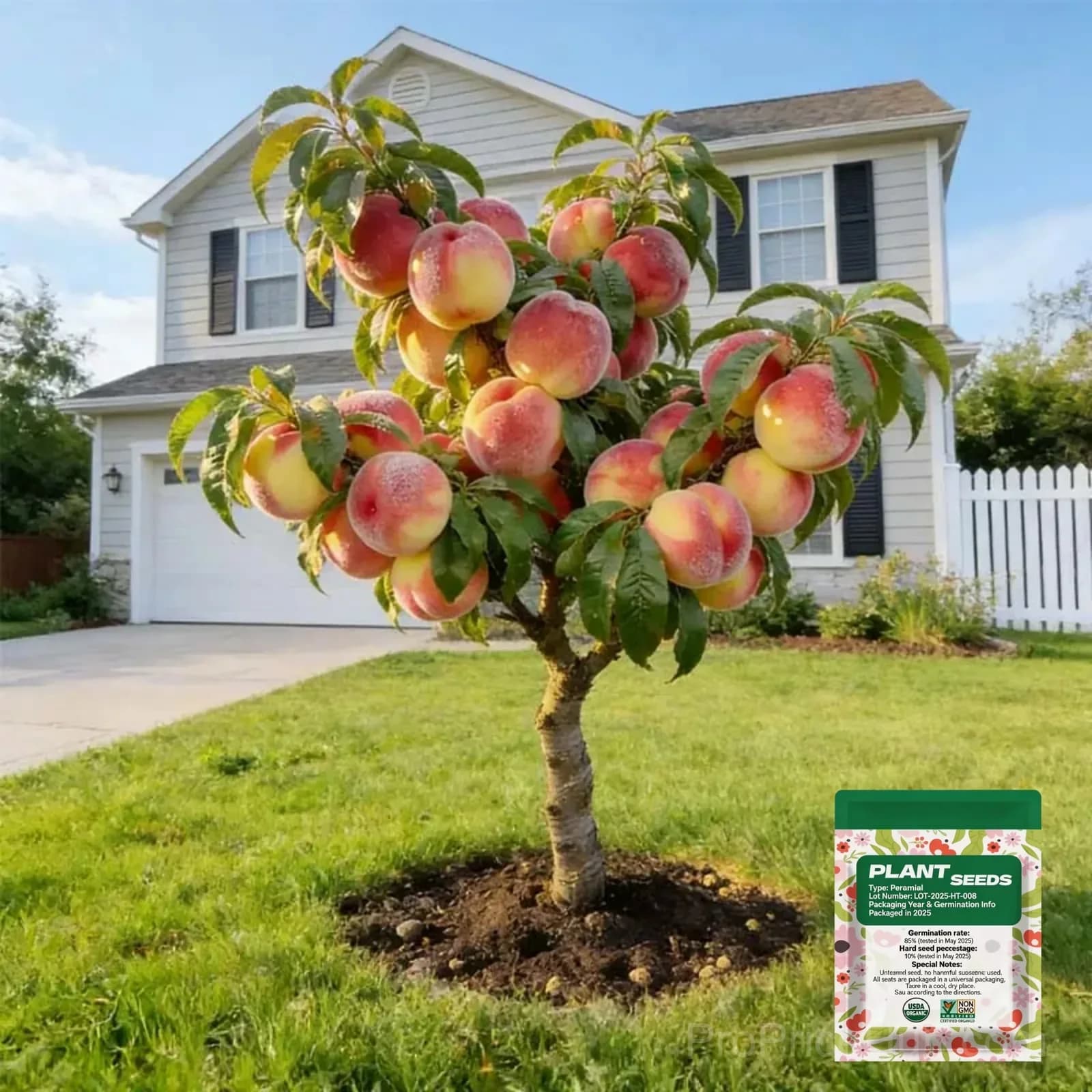 Heirloom Honey Red Dwarf Peach Tree Live Seeds - View 4
