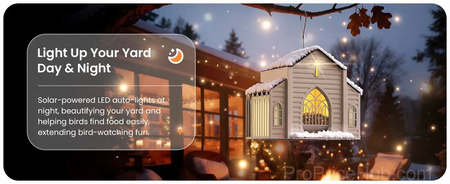 Church-Shaped Solar Bird Feeder for Garden Decor - View 8