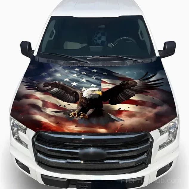 Patriotic American Flag Car Hood Cover - Main