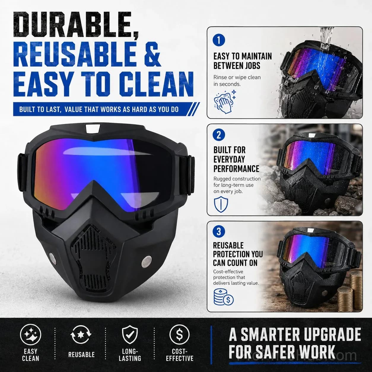 Auto-Darkening Welding Goggles, Anti-Fog Skiing & Dustproof Safety Mask - View 10