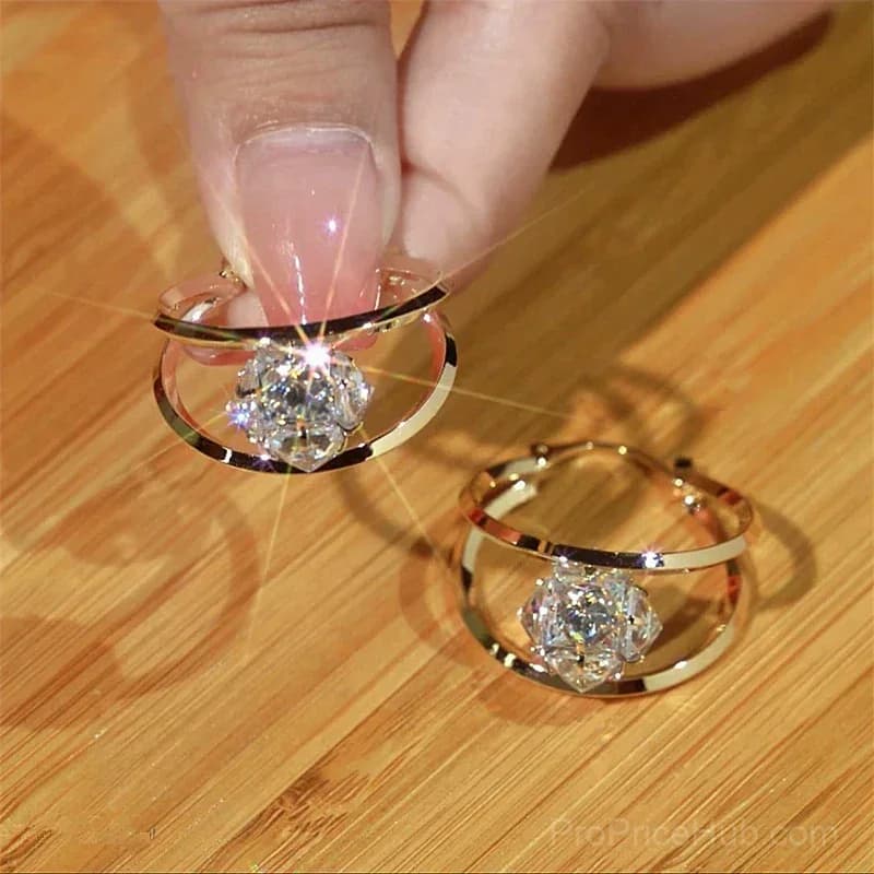 Double Hoop Cubic Zirconia Ball Earrings - Alt