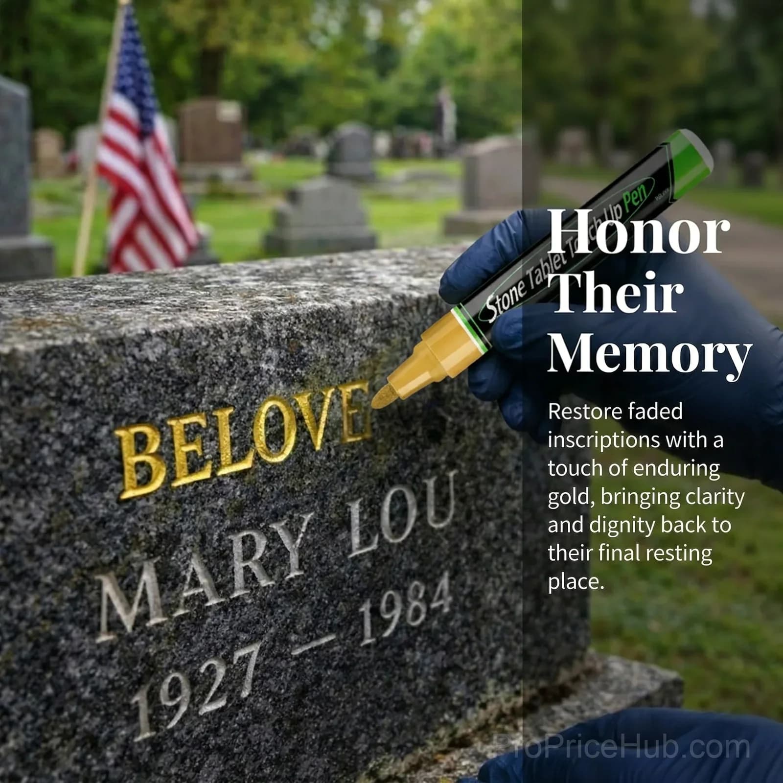 Gold Tombstone Marker Pen for Restoring Faded Grave Inscriptions - View 13
