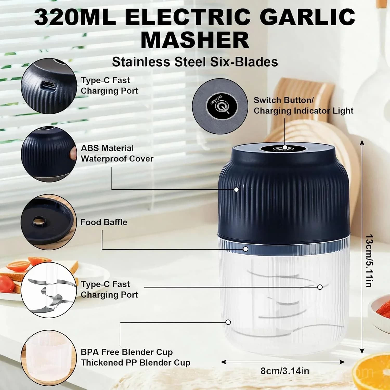 Portable Mini Food Chopper - Compact Vegetable Cutter - View 6