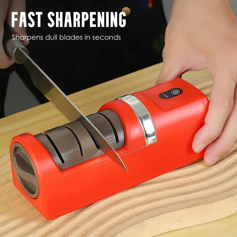 Automatic Kitchen Knife Sharpener, Red - View 2