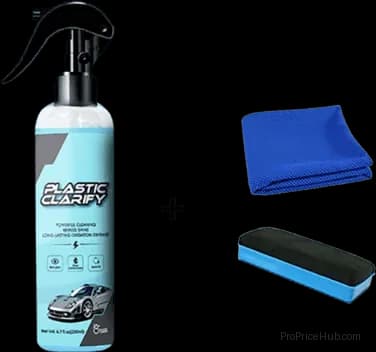 Multipurpose Car Plastic Restorer Spray, 200ml with Towel & Sponge - Main