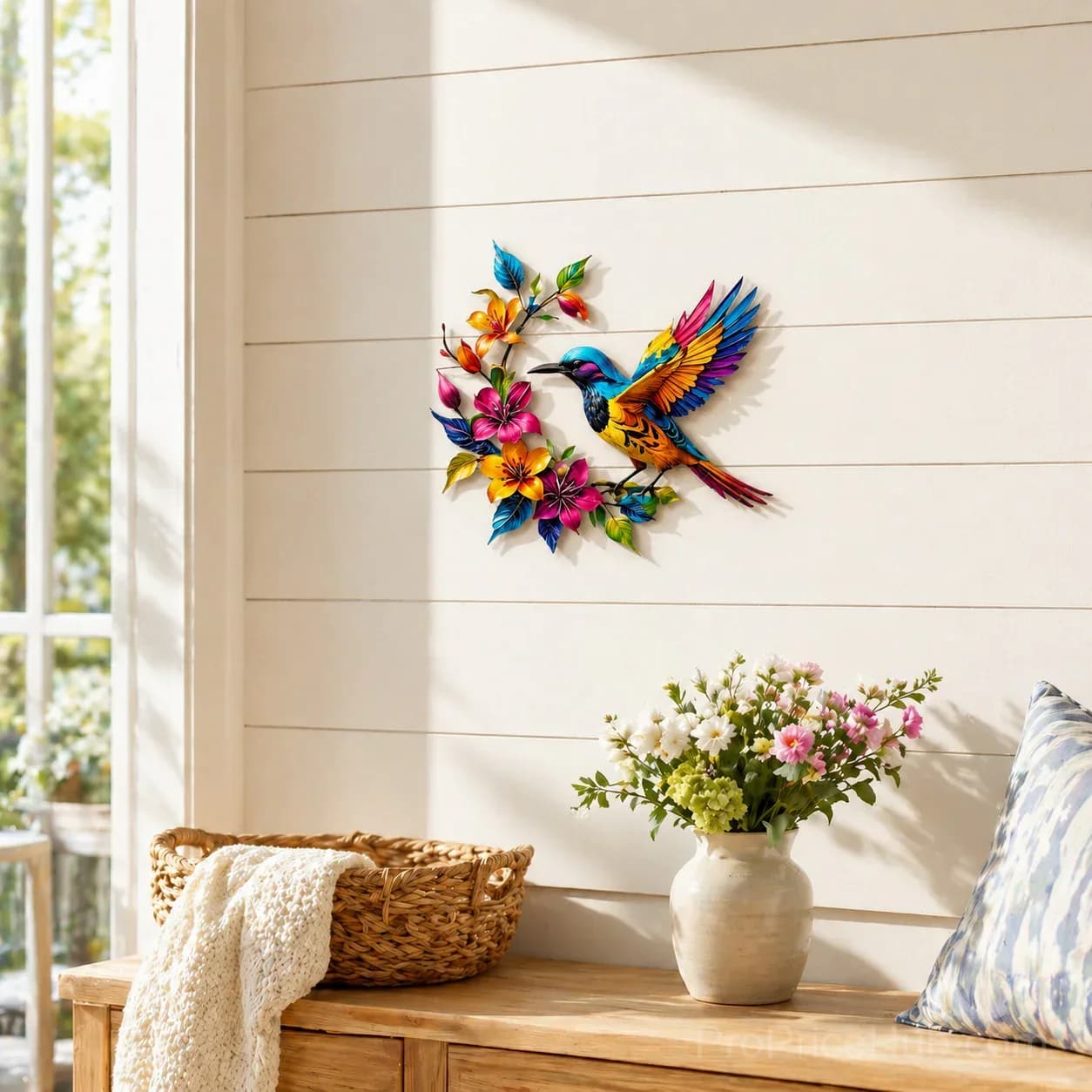 Hummingbird Bloom Metal Wall Art - View 12