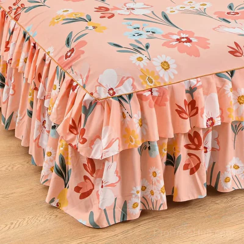 3-Piece Green Ruffled Bed Skirt Set, Cot Size 40 x 75 in - View 5