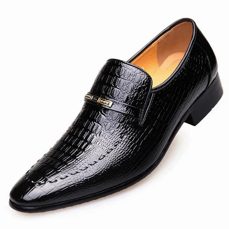 Men's Imitation Crocodile Embossed Leather Dress Shoes - Alt