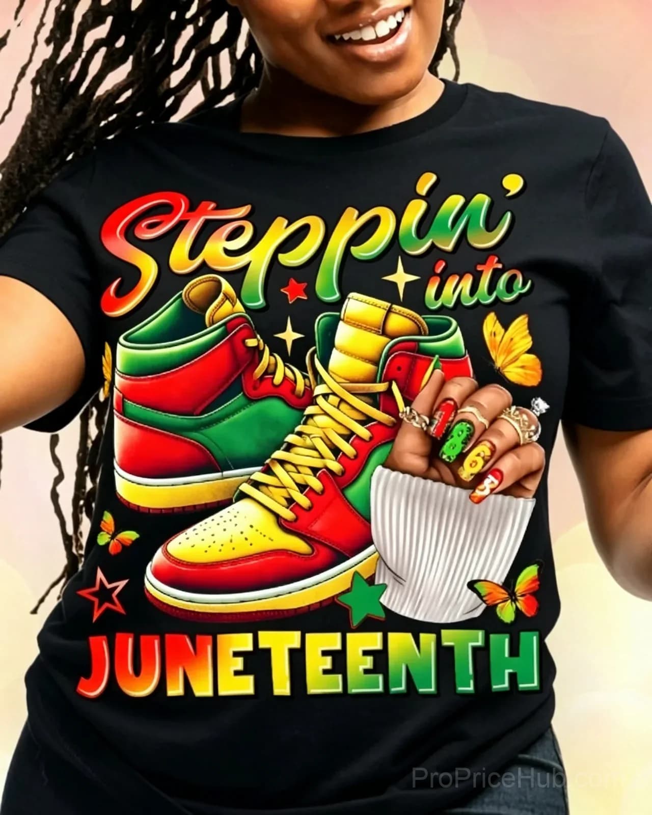 100% Cotton Steppin' Into Juneteenth Crew Neck Short Sleeve T-Shirt - Main