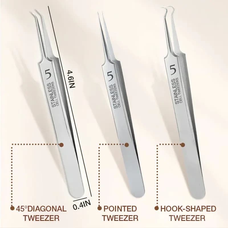 Precision Slant & Pointed Tip Tweezers for Brows & Lashes, 1 Set - View 6