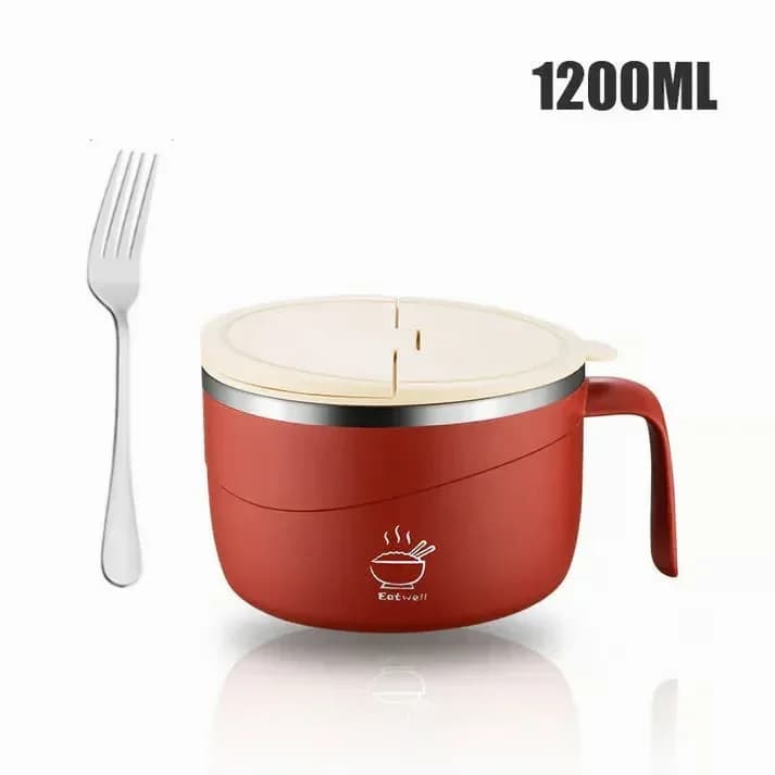 304 Stainless Steel Insulated Ramen Bowl, Black, 1200ml, 1 Pc - View 22