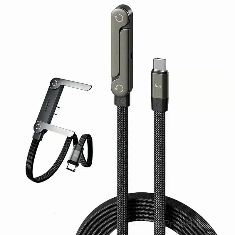 240W Super Fast Charging Cable with 360° Rotating Stand - Alt