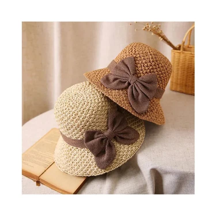 Straw Hat with Retro Bow - Foldable & Breathable Summer Hat - View 9