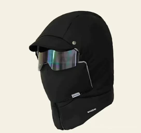 Windproof Full-Cover Outdoor Riding Mask with Glasses, Black - Main