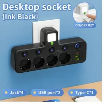 Smart Power Strip with USB Ports, EU Plug, White, 2 Outlets - View 22
