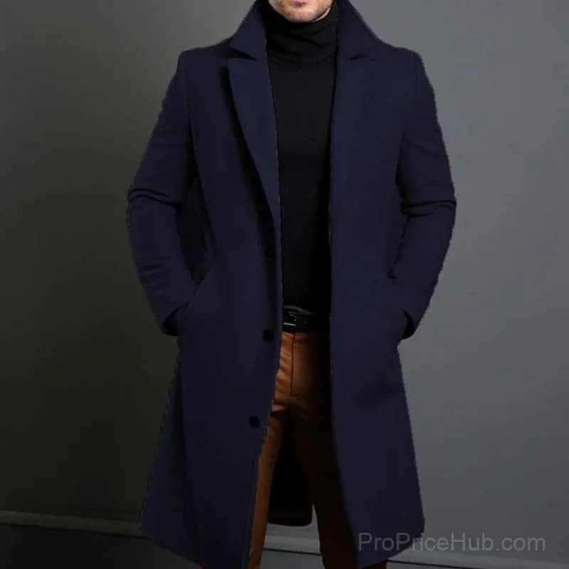 Men's Big & Tall Solid Color Lapel Single-Breasted Coat – M-5XL - View 15