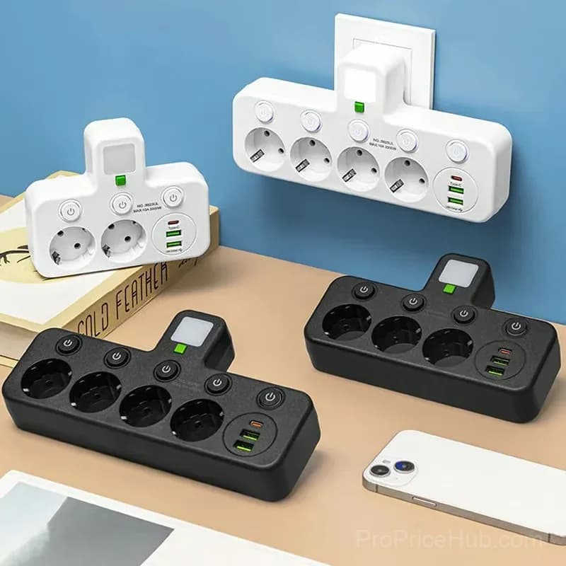 Smart Power Strip with USB Ports, EU Plug, White, 2 Outlets - View 8