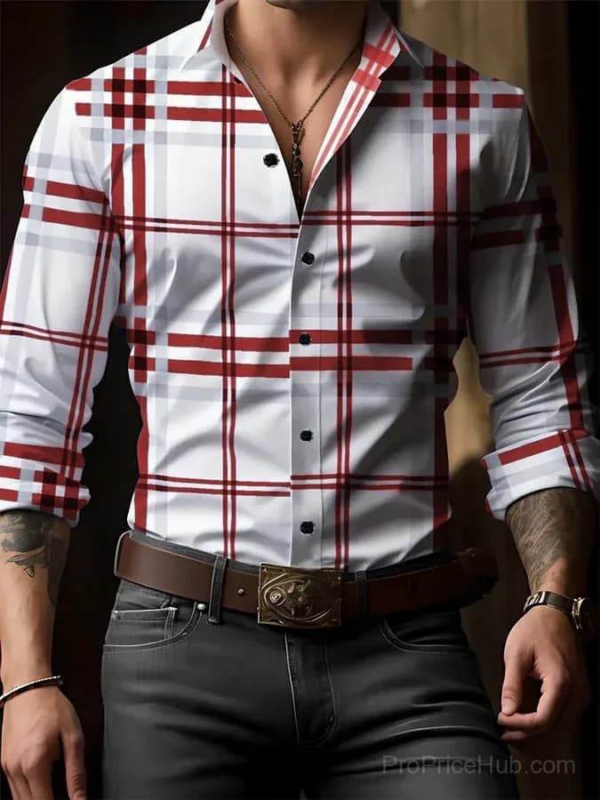 Men's Plaid Business Casual Shirt - Alt