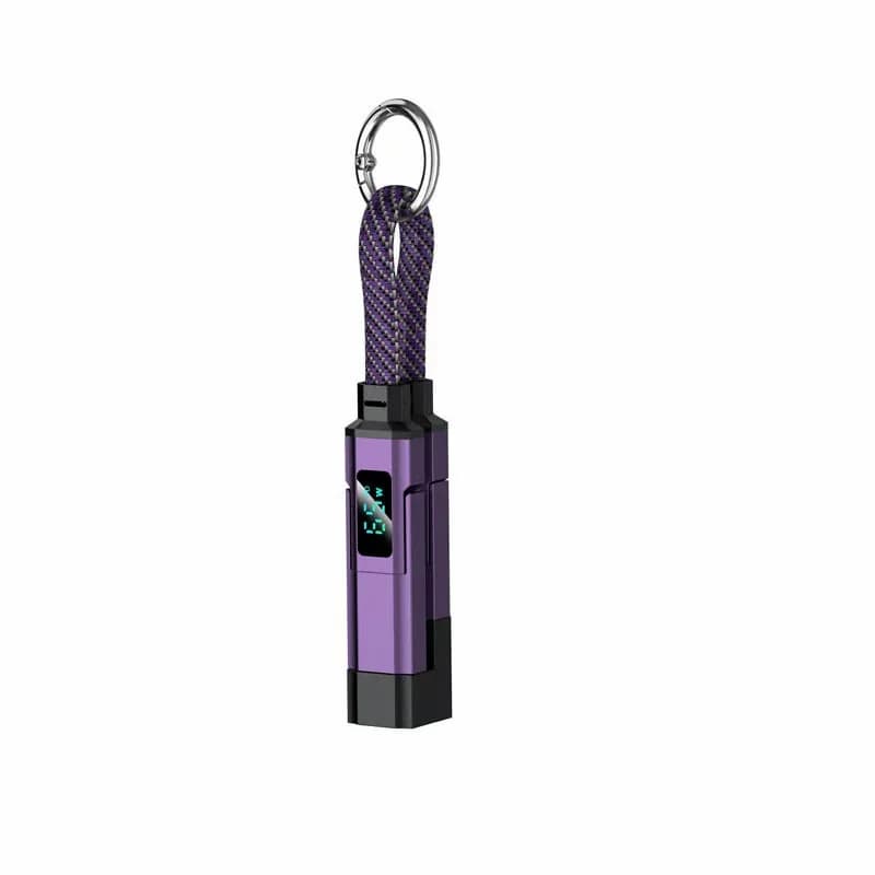 4-in-1 Digital Display Keychain Charging Cable, Black - View 2