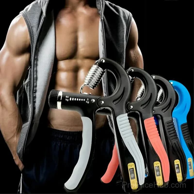 Adjustable Hand Grip Strengthener with Counter, Blue - View 2