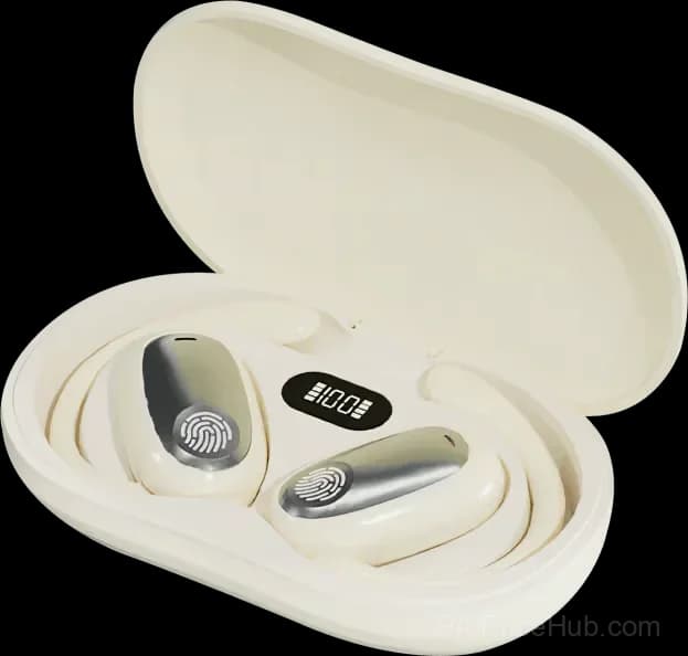 Sporty Hanging-Ear Bluetooth Earphones, Black - View 13