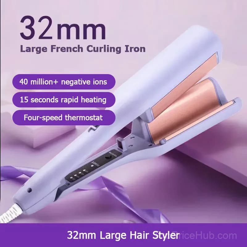 French Wave Curling Iron, Pink, US Plug - Alt