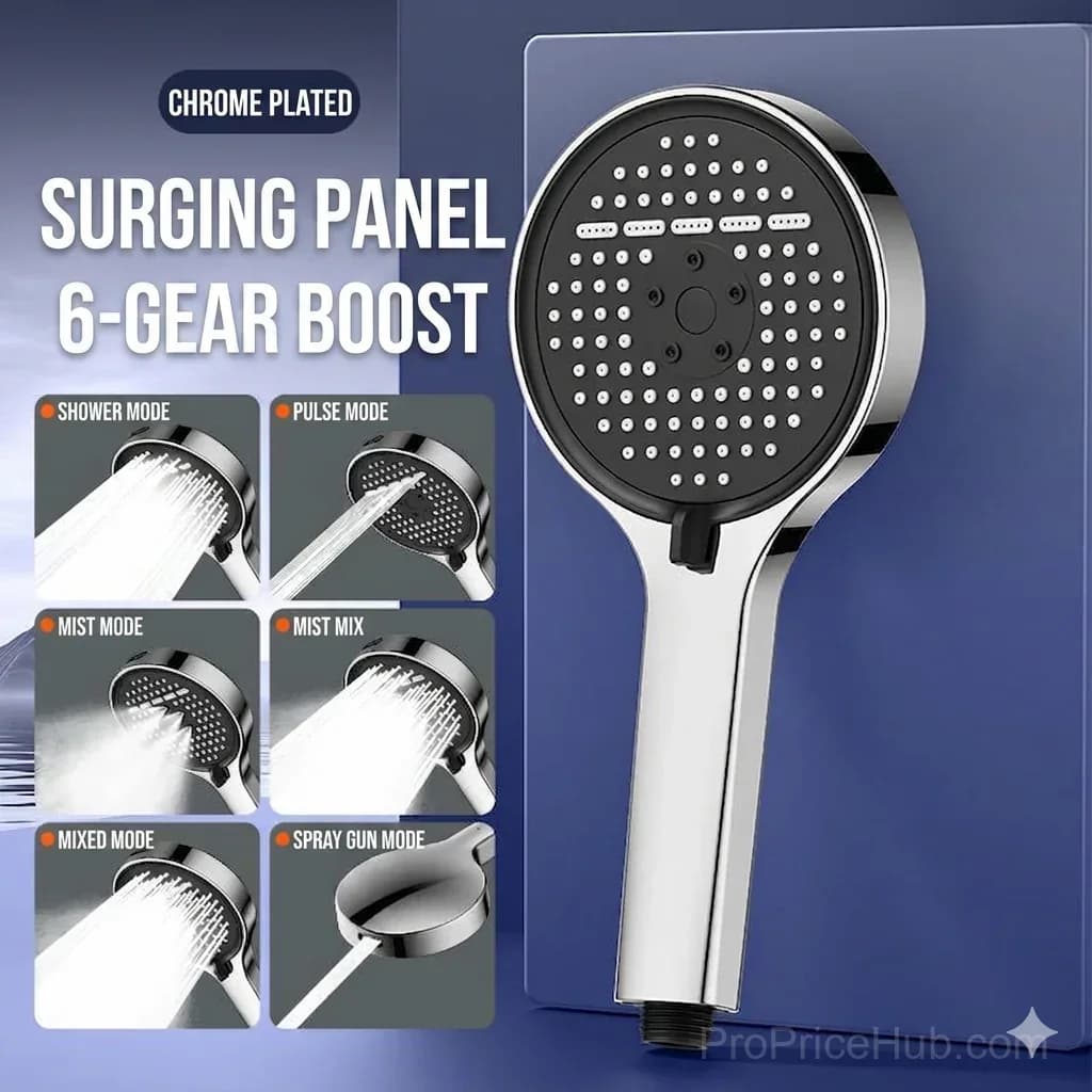 Pressurized Rain Shower Head with 7 Spray Modes - Main