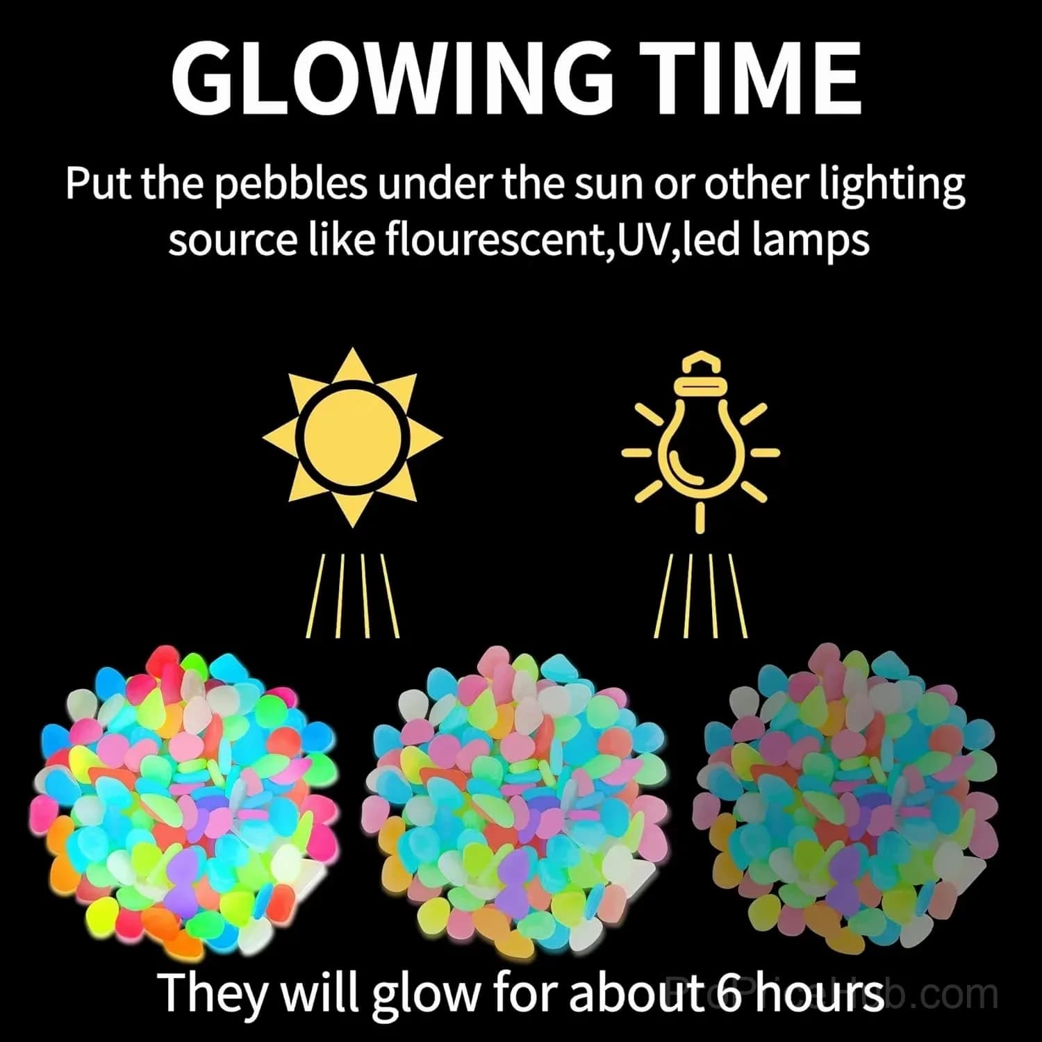 Colorful Glow-in-the-Dark Garden Stones - View 8