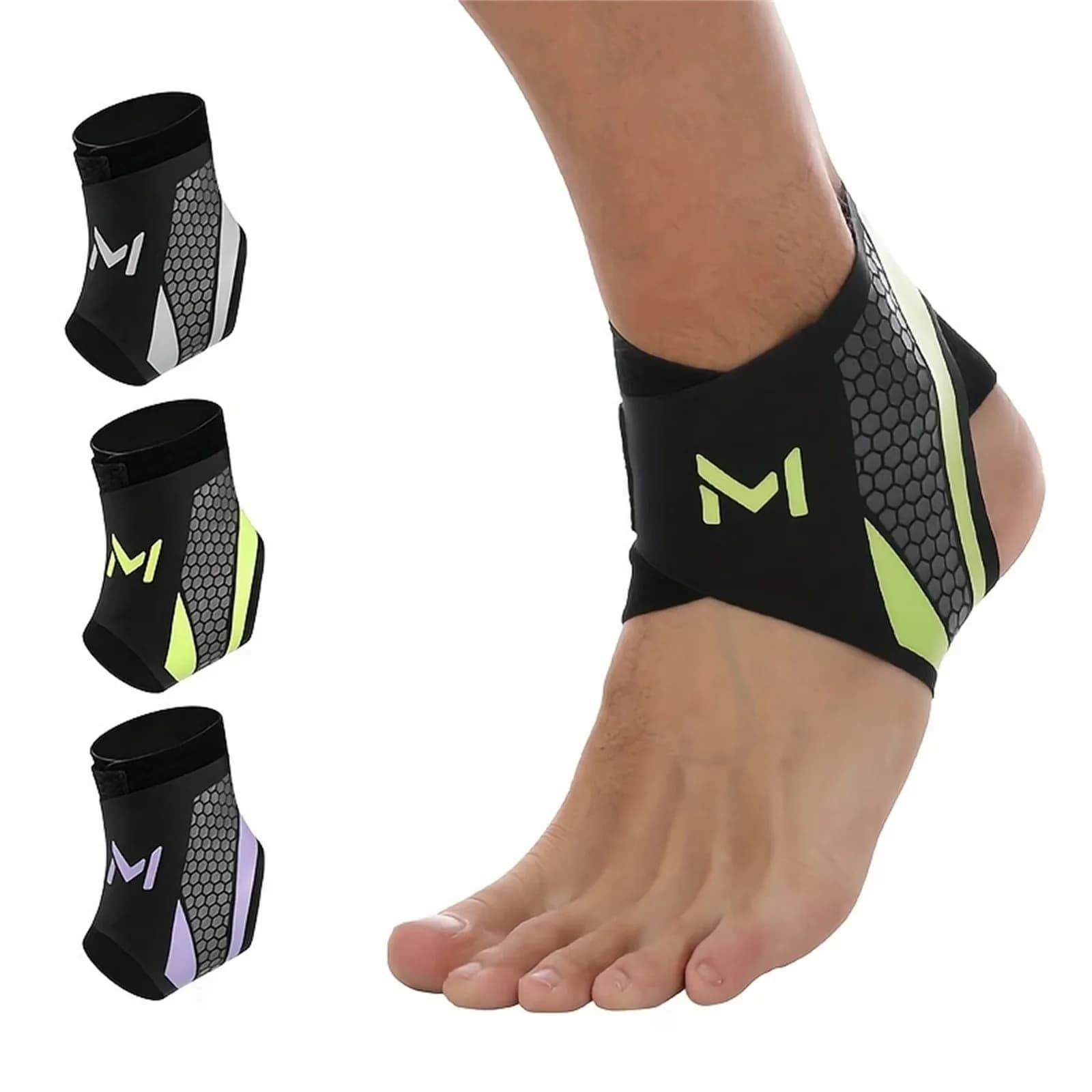 Lightweight Compression Ankle Brace Support, Black-Green - Main