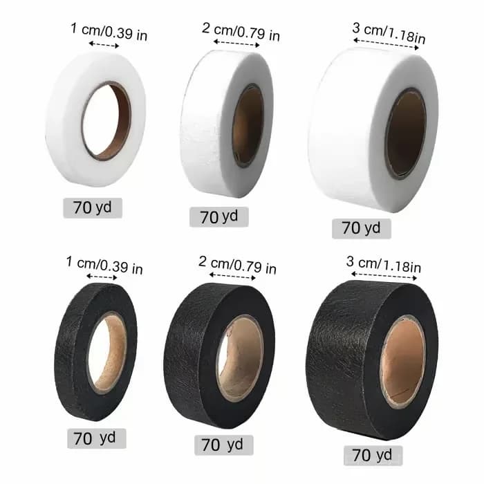 White Fabric Fusing Tape, 1cm Width, 70 yd, 3 Rolls - Main