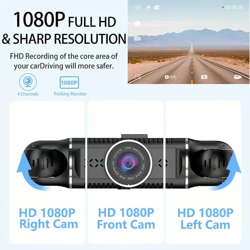 4-Channel 1080P WiFi Car Recorder with 32GB Memory Card - View 6