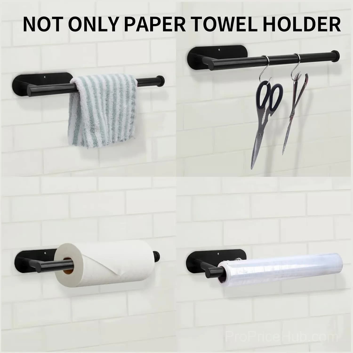 Black Under-Cabinet Paper Towel Holder for Kitchen - View 6