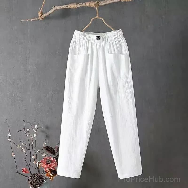 Women's Loose Fit Pants, White, Size S - View 16