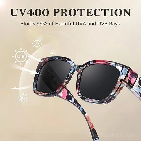 Polarized Fit Over Sunglasses for Women – UV400 Floral Frame - View 5