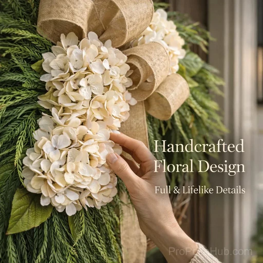Handcrafted Hydrangea Wreath – All-Season Front Door Decor - View 7