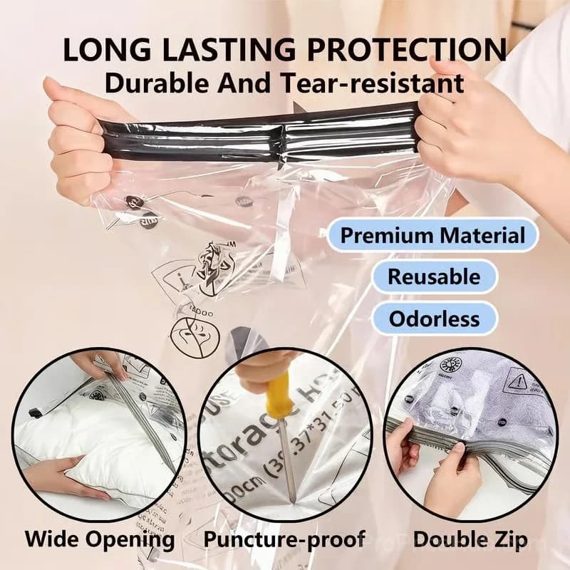 Cordless Travel Vacuum Storage Bag Set with Rechargeable Pump, 6-Pc - View 6