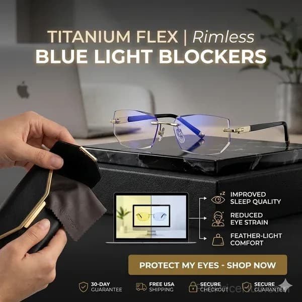 Rimless Blue Light Blocking Reading Glasses with Auto-Focus Zoom - View 2