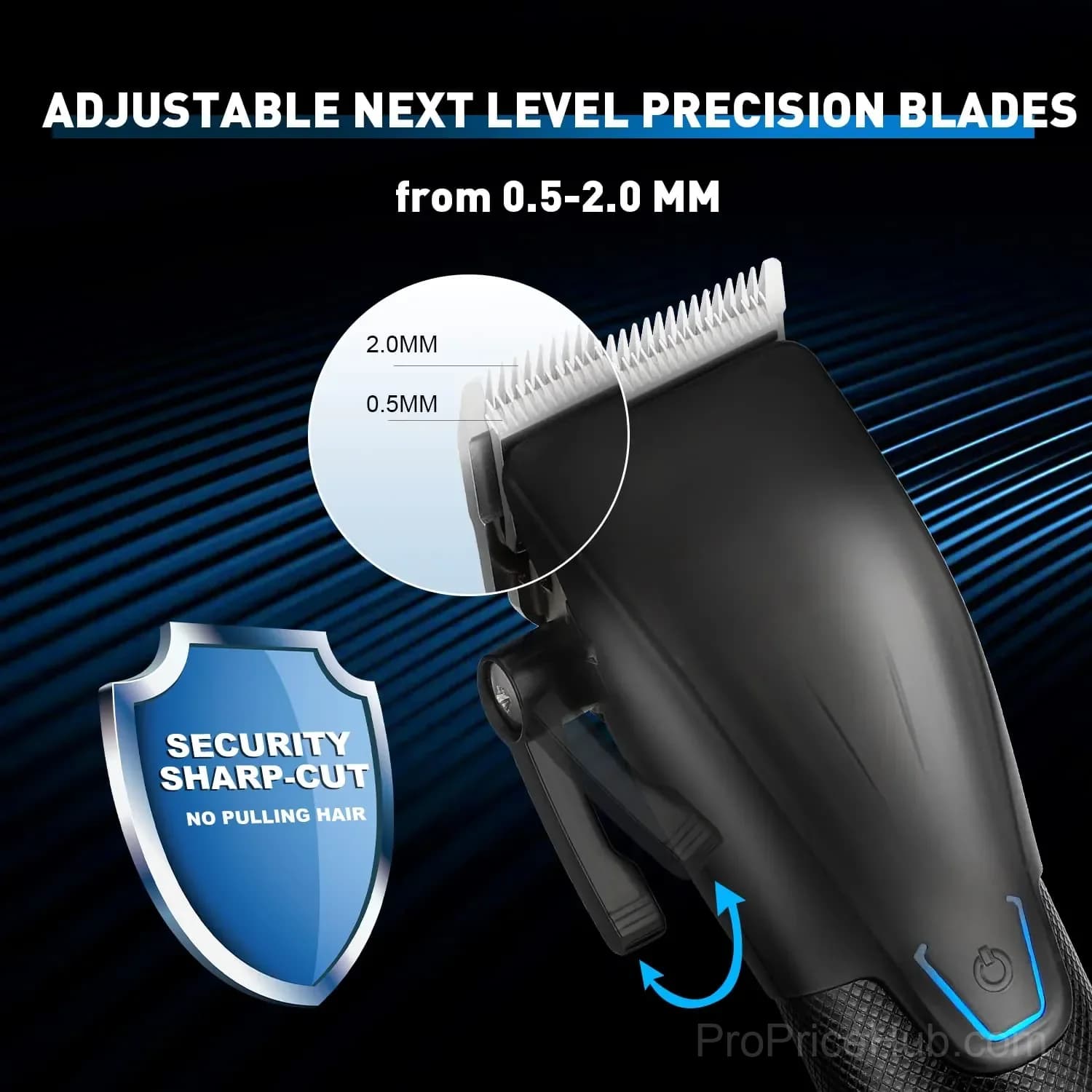 Professional Cordless Hair Clippers Trimmer Set, 1500mAh, Black - View 3