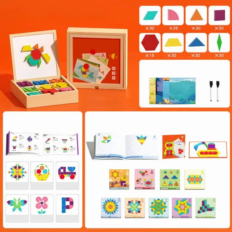 Wooden Magnetic Pattern Block Puzzle Set, 180 Pieces - View 11