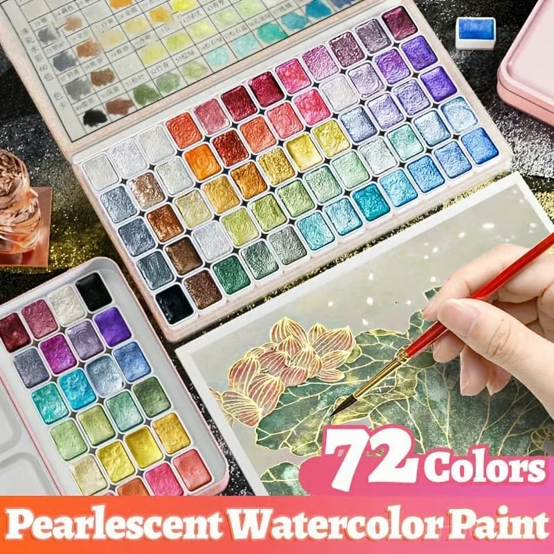 20-Color Shifting Watercolor Painting Set with Brushes - View 7