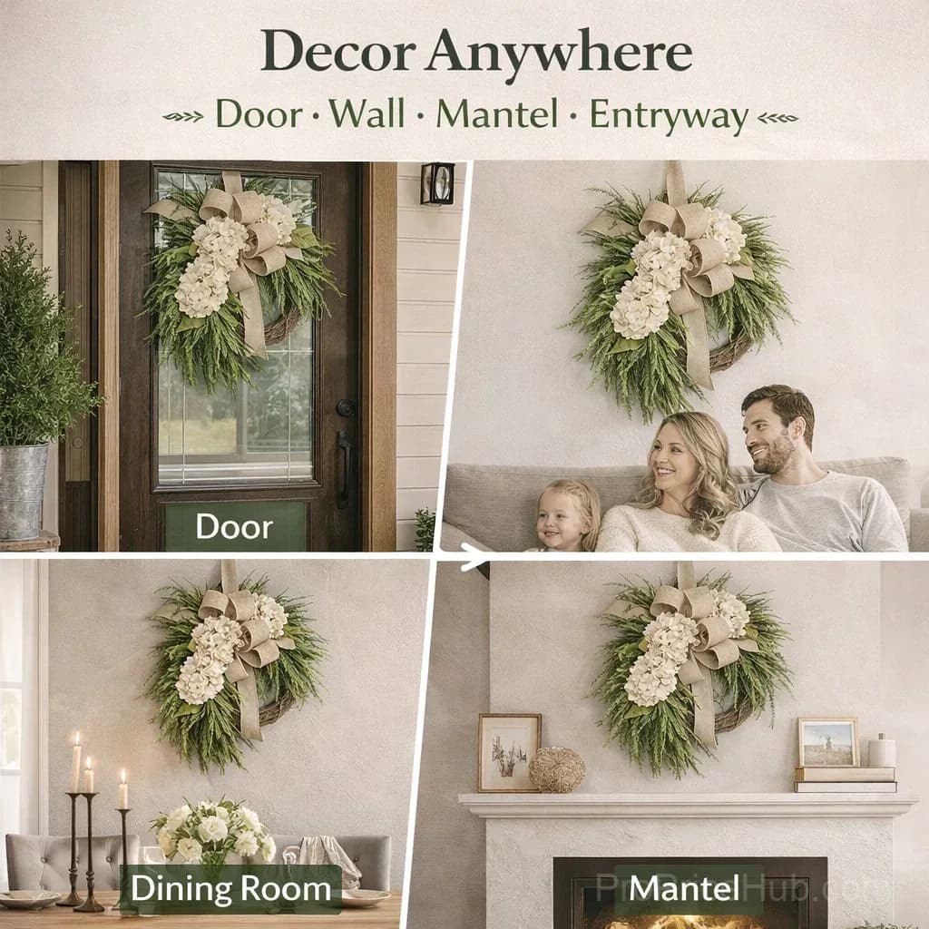 Handcrafted Hydrangea Wreath – All-Season Front Door Decor - View 6