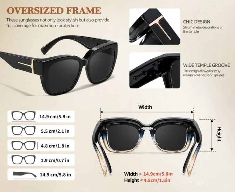 Polarized Fit Over Sunglasses for Women – UV400 Floral Frame - View 6