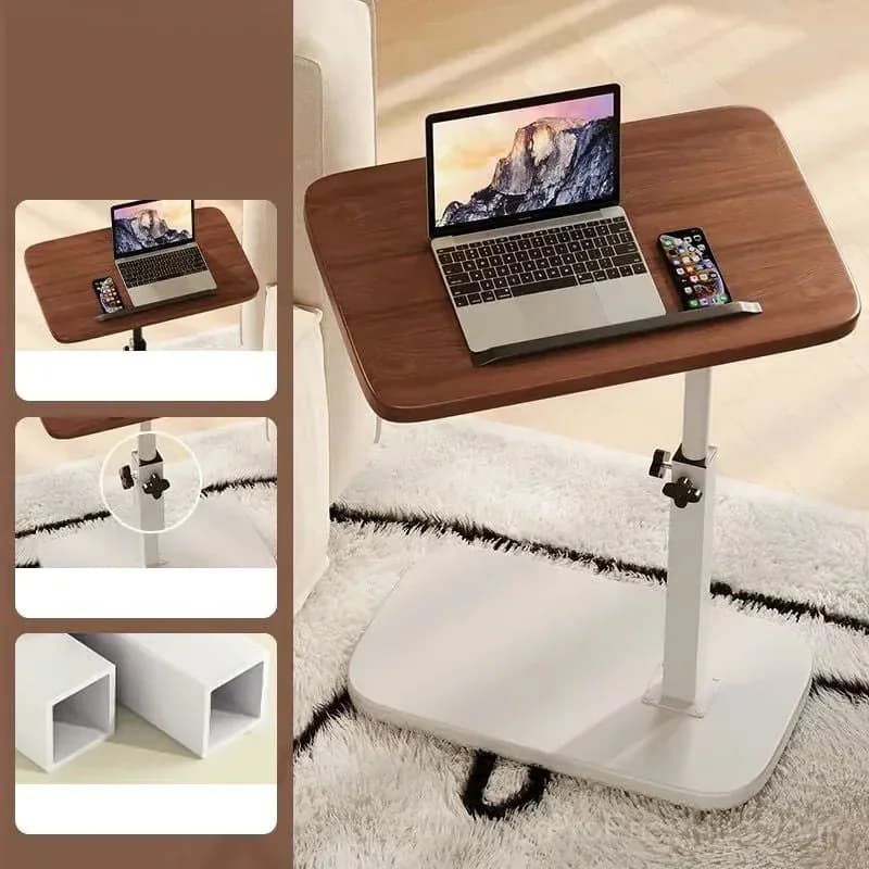 C-Shaped Adjustable Flip Side Table, Black-Brown, No Light - View 10