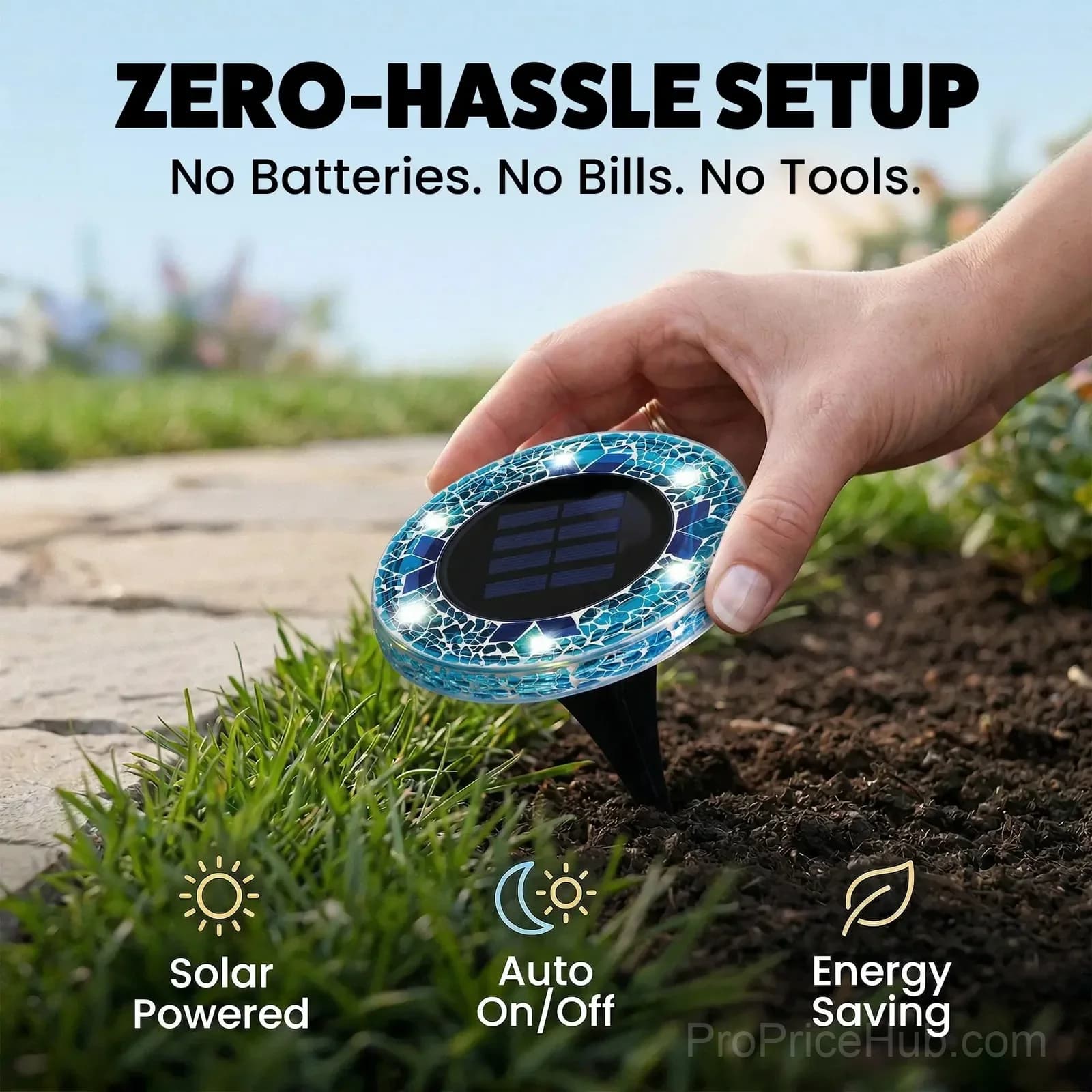 Solar Mosaic Disk Garden Lights - View 5