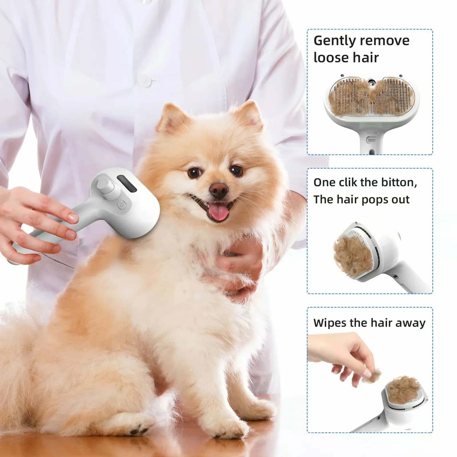 White Pet Spray Hair Removal Comb for Dogs - View 9