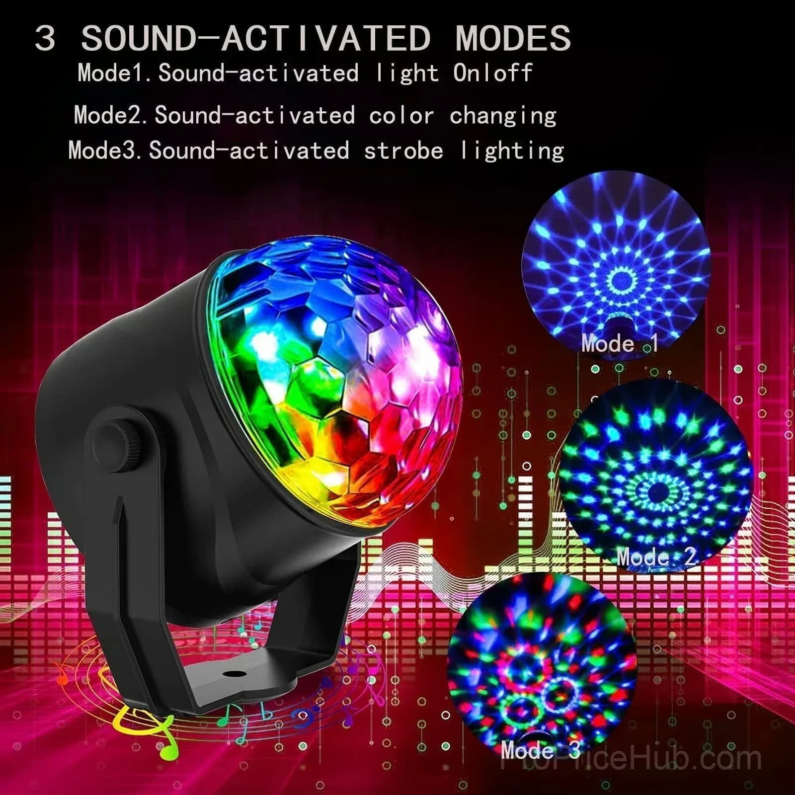 Colorful Rotating LED Disco Ball Party Light - View 4