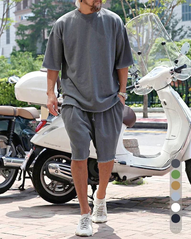Men's Casual Loose Fit Solid Sports Set - M to 8XL - View 12