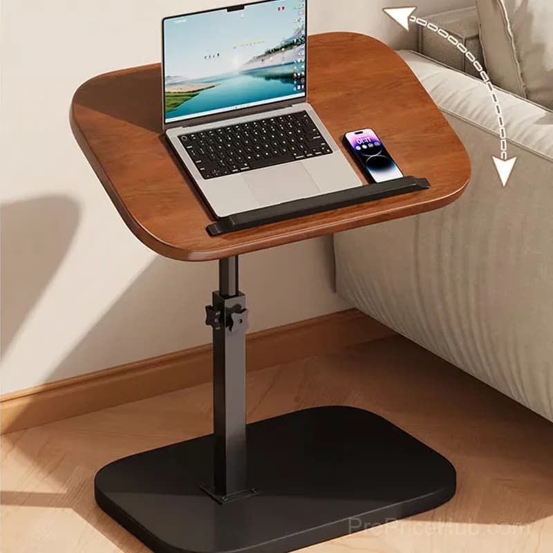 C-Shaped Adjustable Flip Side Table, Black-Brown, No Light - View 7