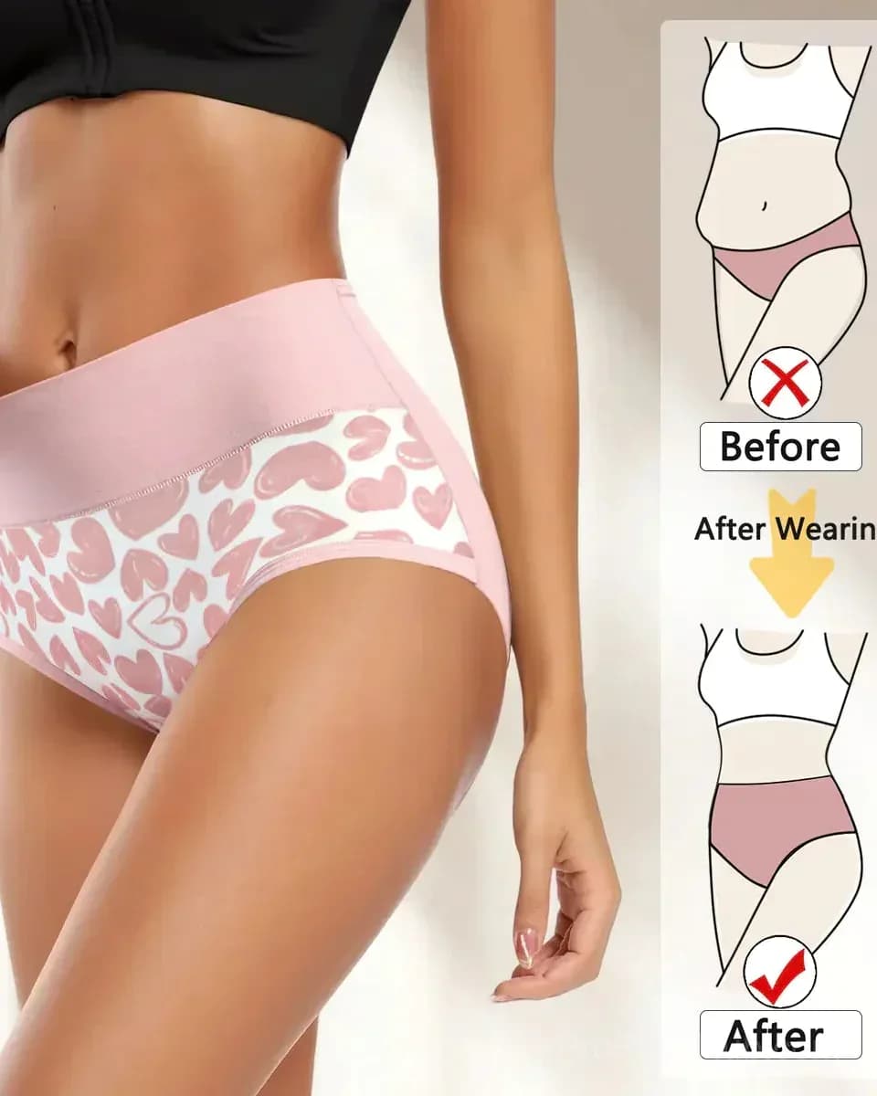Women's Cute Love Print Soft Cotton Stretchy Panties - 6 Pack - View 3